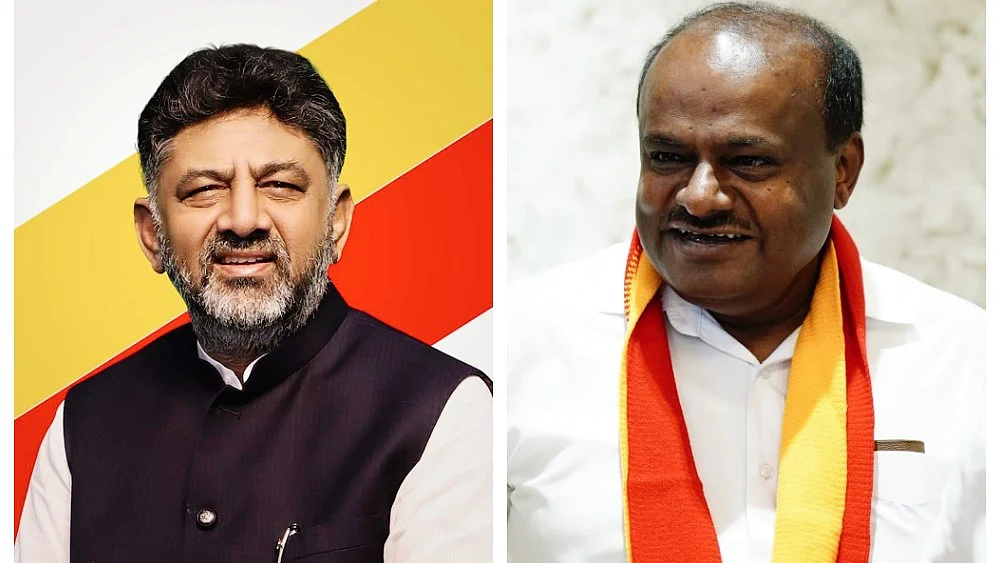 D.K. Shivakumar (left) and H.D. Kumaraswamy