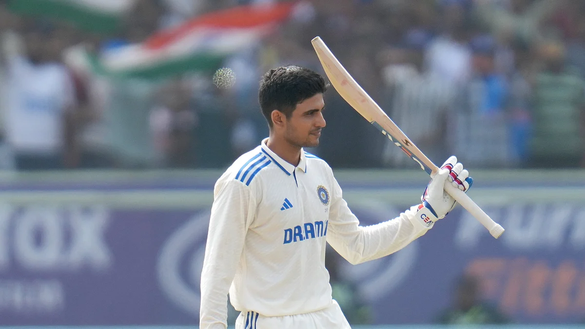 Gill's aggressive innings included a reverse sweep but ended on 104 with a soft dismissal. (photo: @BCCI/X)