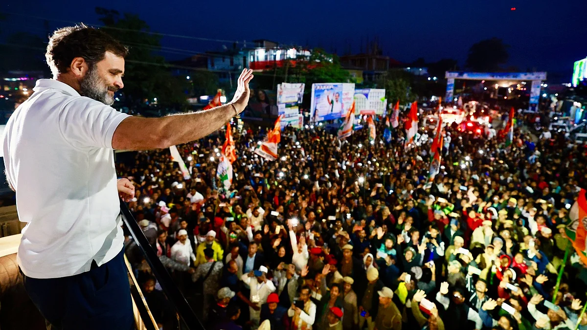 File photo of Rahul Gandhi at a Bharat Jodo Nyay Yatra gathering in Assam