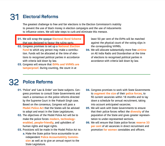 The Congress party manifesto for 2019 Lok Sabha elections