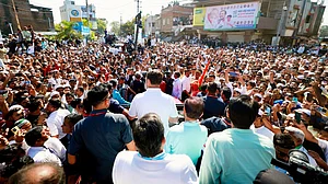 The Bharat Jodo Nyay Yatra entering Gujarat (photo: @bharatjodo/X)