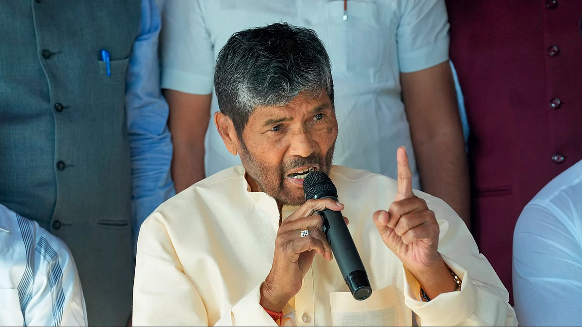 Rashtriya Lok Janshakti Party chief Pashupati Kumar Paras at a press conference in New Delhi (photo: PTI)