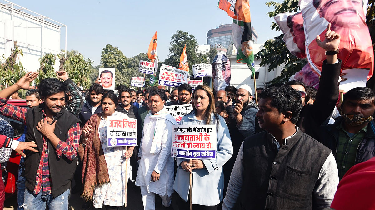 File photo of a Youth Congress protest against Ajay Mishra and his son Ashish