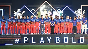 RCB team members at the RCB Unbox event in Bengaluru on 19 March 2024 (photo: RCB)