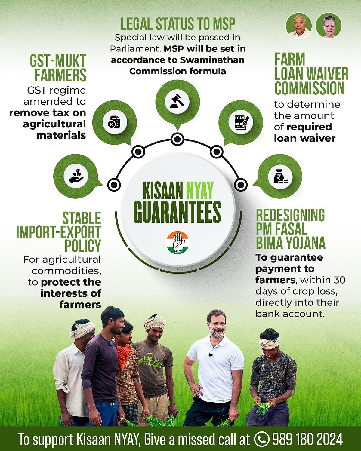 The Congress' 5 guarantees of Kisaan Nyay (photo courtesy Indian National Congress)