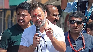 Congress MP Rahul Gandhi speaks at the Bharat Jodo Nyay Yatra in Dondaicha, Maharashtra (photo: PTI)