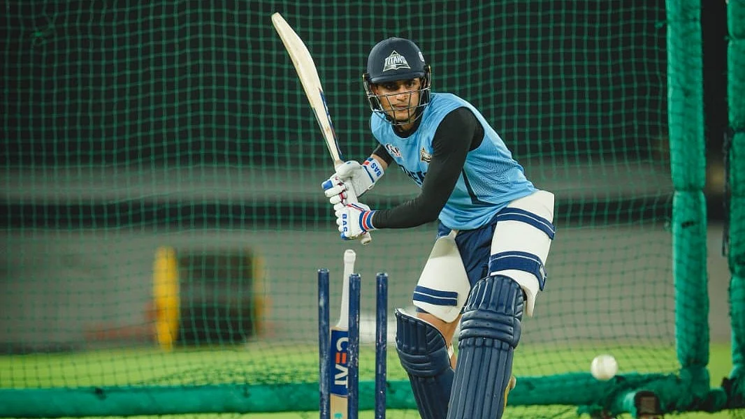 Shubman Gill in his first practice session on Monday, 18 March. (photo: Gujarat Titans)