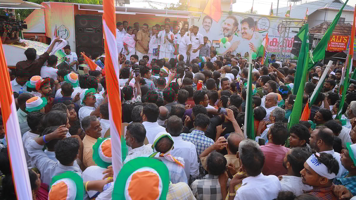 UDF’s candidate KC Venugopal speaks to party workers