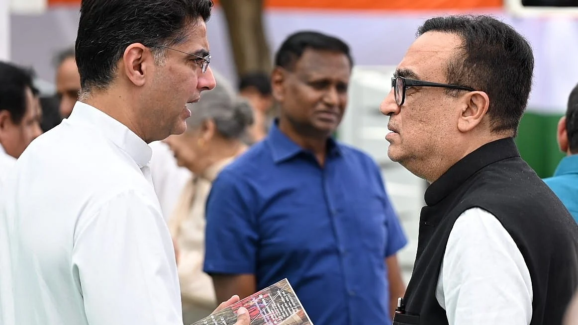 Sachin Pilot and Ajay Maken at the AICC headquarters