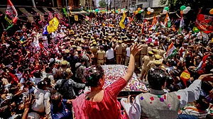 Priyanka Gandhi's roadshow in Saharanpur, UP (photo: PTI)