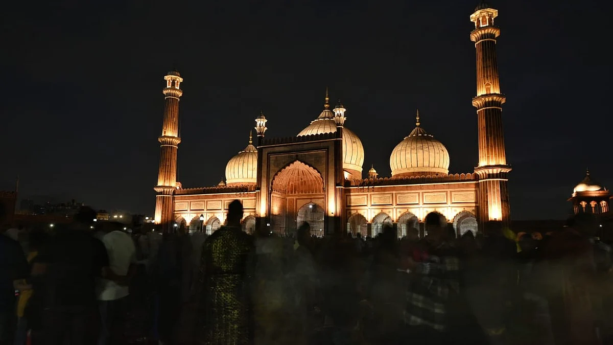 A night view of Jama Masjid