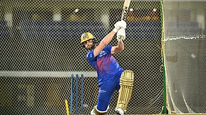 Will Jacks plays a shot during his practice ahead of an IPL match (photo: RCB)