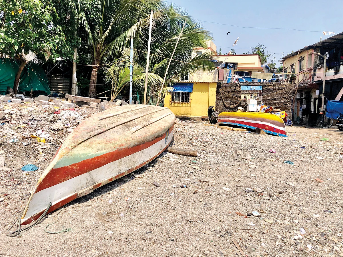 Chimbai boats between fishing forays, though dwindling in their numbers of late