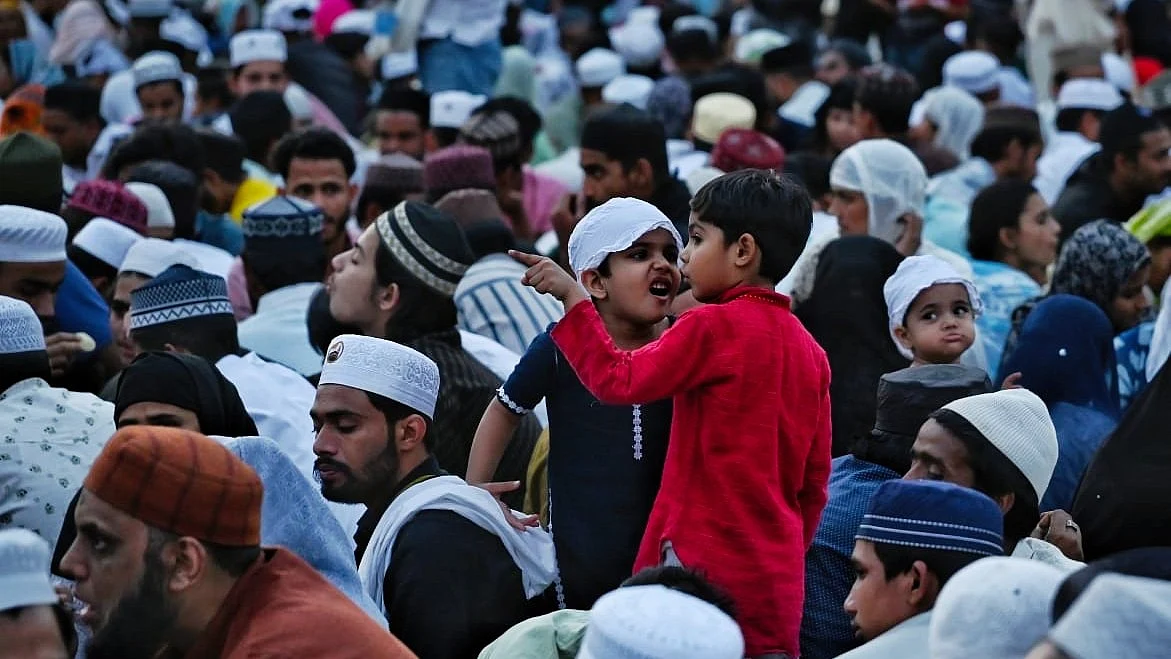Devotees gather at at Jama Masjid