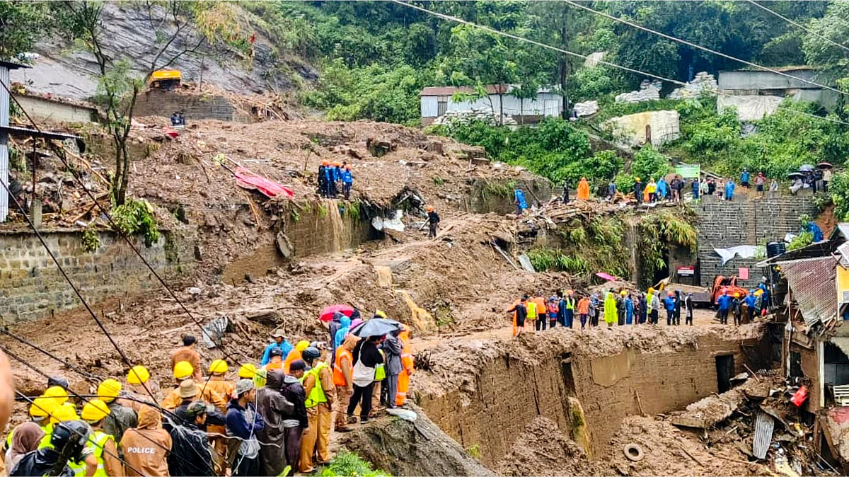 Rescue operation after a stone quarry collapsed in Mizoram (photo: PTI)
