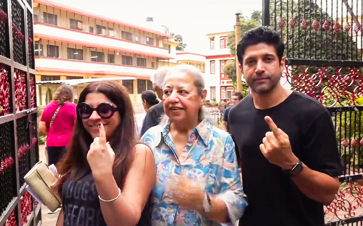 Farhan Akhtar with sister Zoya Akhtar and mother Honey Irani (photo: PTI)