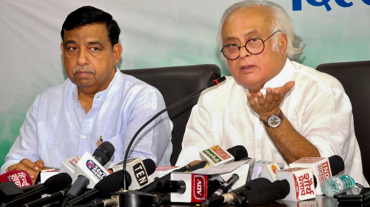 Jairam Ramesh and Anil Bhardwaj during a press conference in New Delhi on 17 May (photo: PTI)