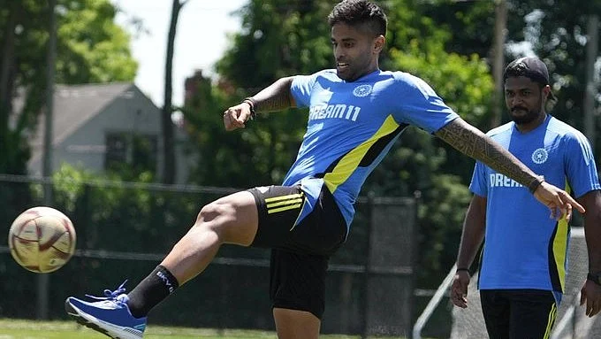 Surya Kumar Yadav during practice in the US