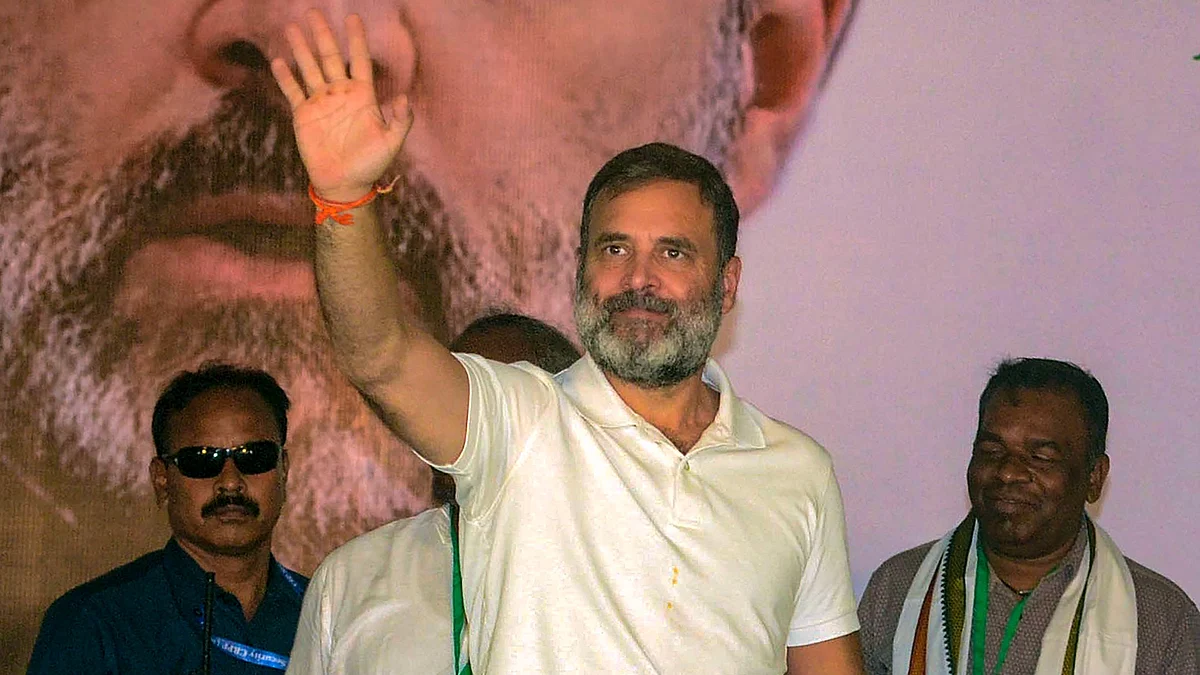 Rahul Gandhi during a public meeting in West Singhbhum on 7 May (photo: PTI)
