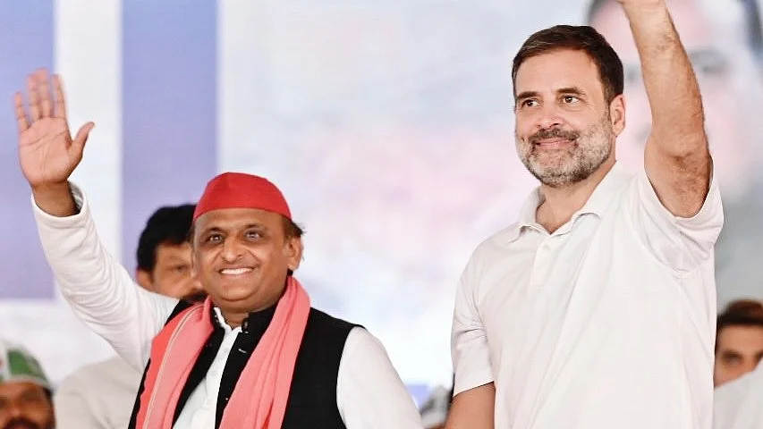 Rahul Gandhi with Akhilesh Yadav in UP (photo: @INCIndia/X)