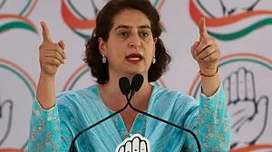 Priyanka Gandhi Vadra addresses Nyay Sankalp Sabha in Banaskantha district on 4 May (photo: PTI)