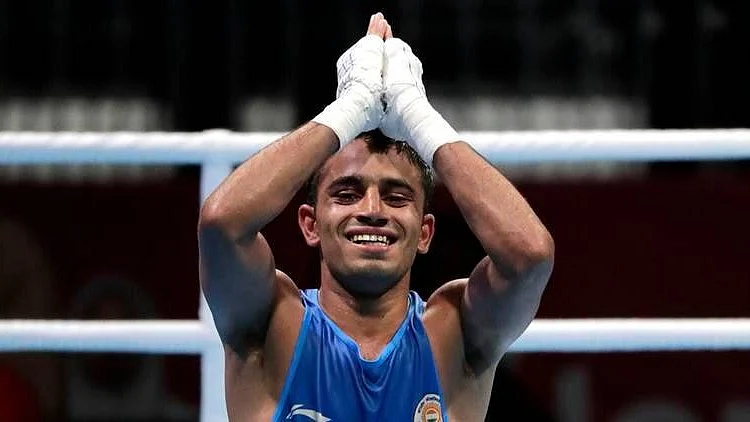 Amit Panghal, India's lone male world championship silver medallist (photo: @India_AllSports/X)