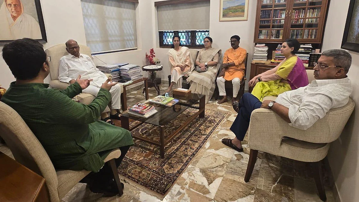 Trinamool MPs with NCP leaders, INDIA bloc allies, before the SEBI meeting (photo: @mayuganapatye/X)