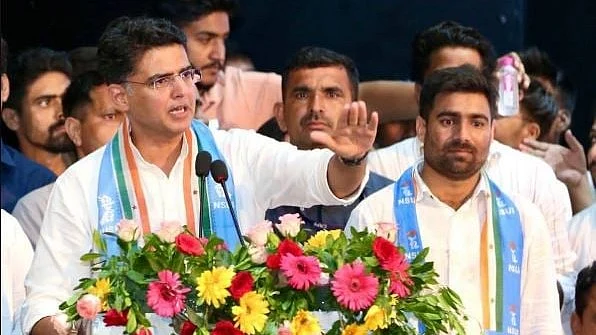 Pilot speaking at the oath-taking ceremony for the newly-appointed NSUI state president