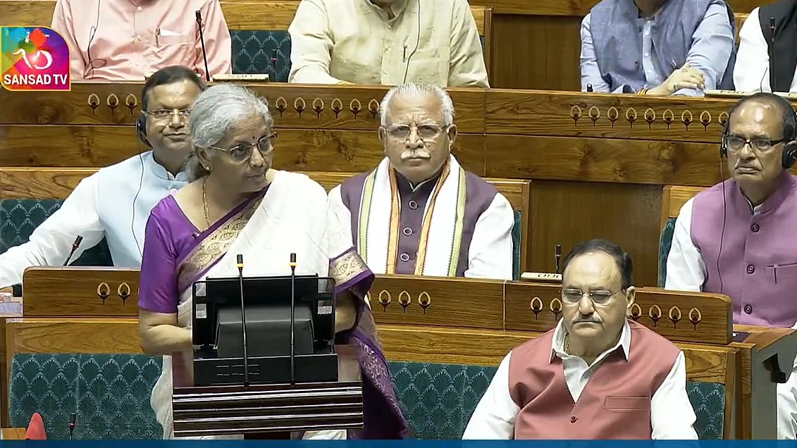 Nirmala Sitharaman presents the Budget (screengrab/Sansad TV) 