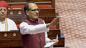 Union minister Shivraj Singh Chouhan in the Rajya Sabha