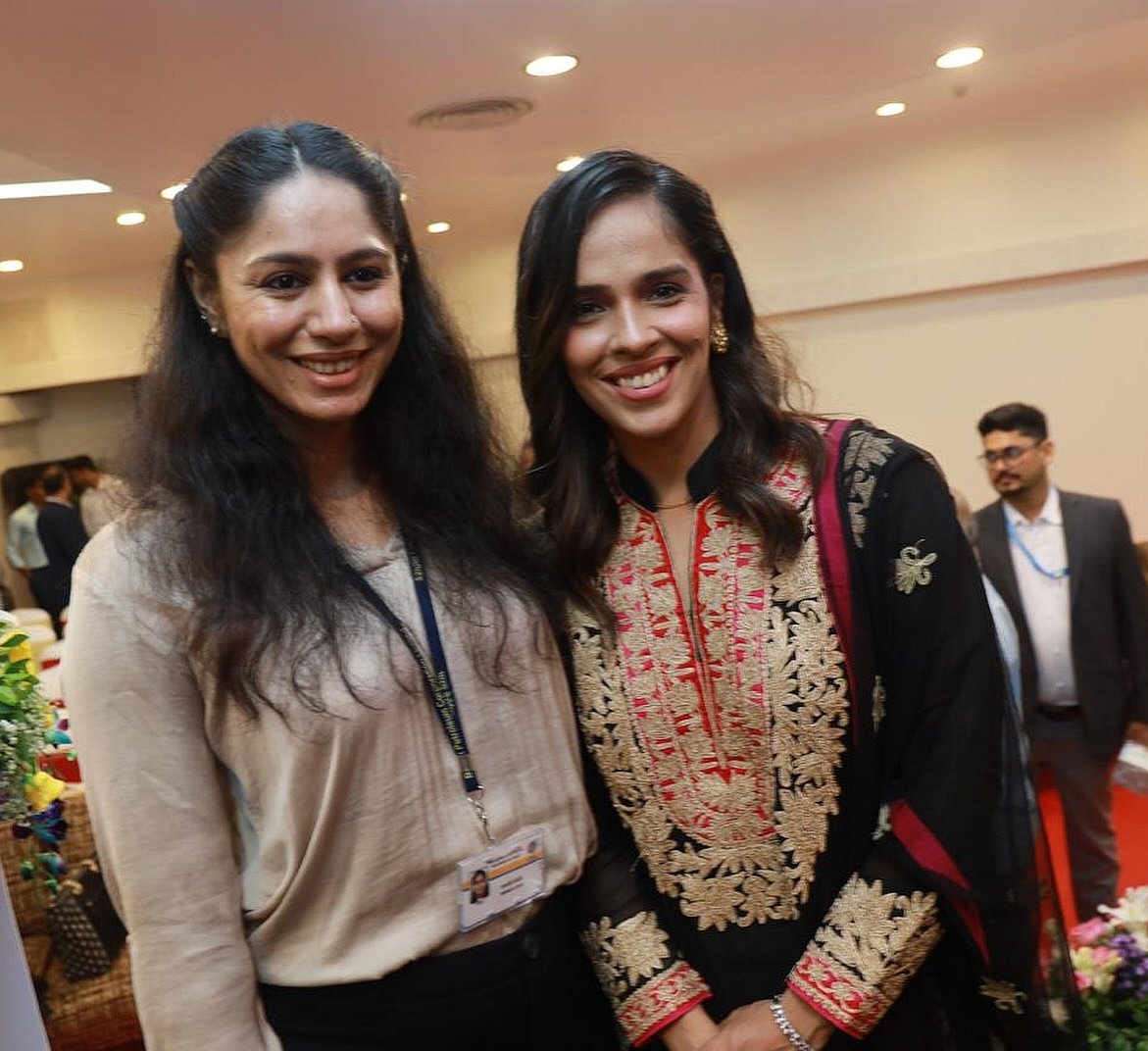 Manasi Joshi with Saina Nehwal during the former's send-off for Paris