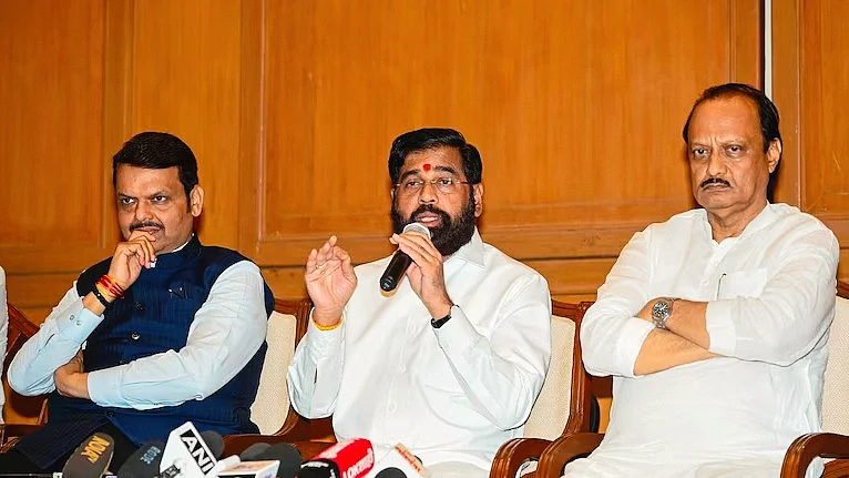 CM Eknath Shinde with deputy chief ministers Ajit Pawar (right) and Devendra Fadnavis (file photo)