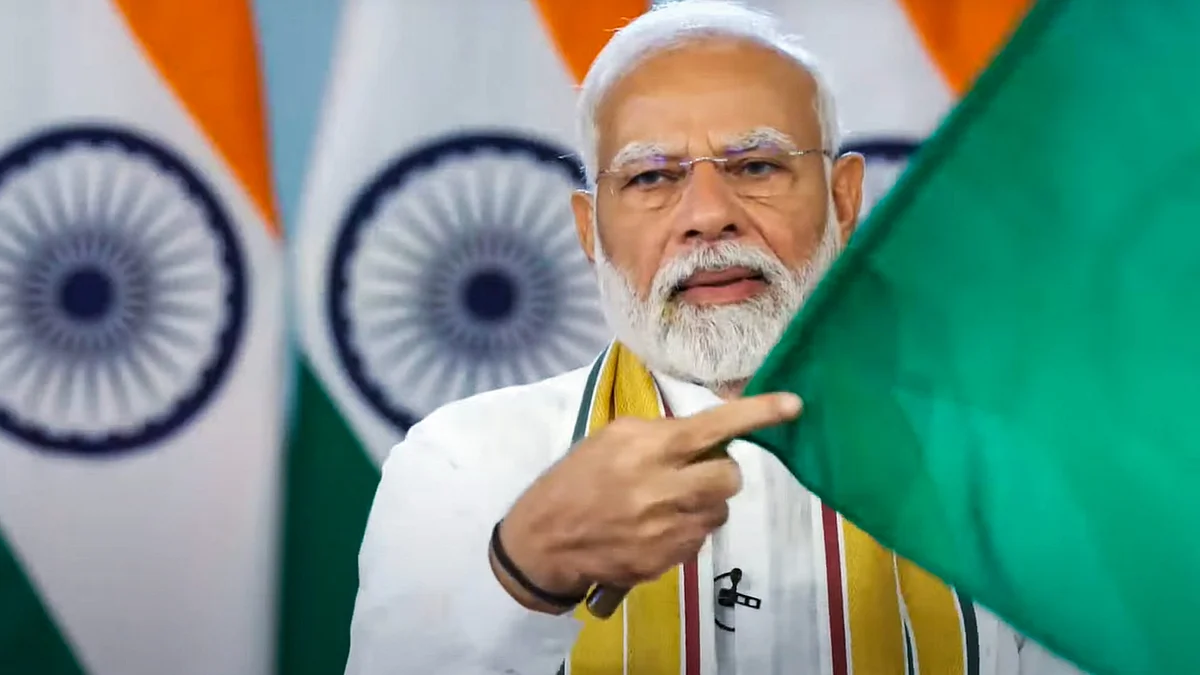 PM Narendra Modi flagged off three new Vande Bharat trains on 31 Aug (photo: PTI)