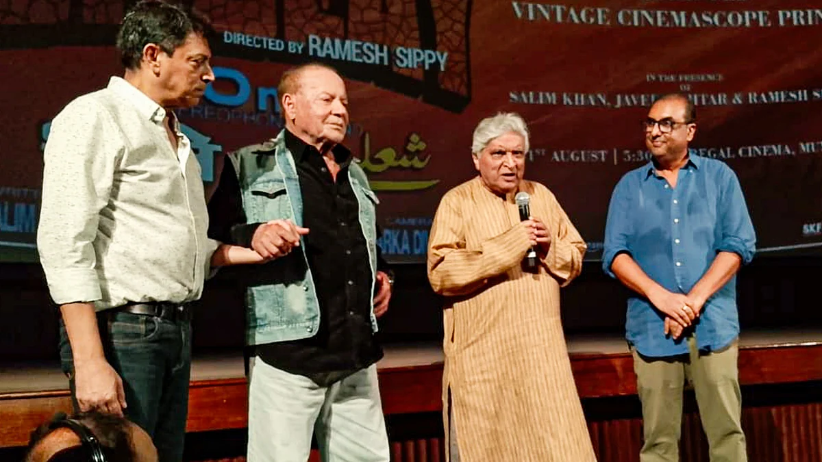 Screenwriter duo Salim Khan and Javed Akhtar at the screening (photo: PTI)