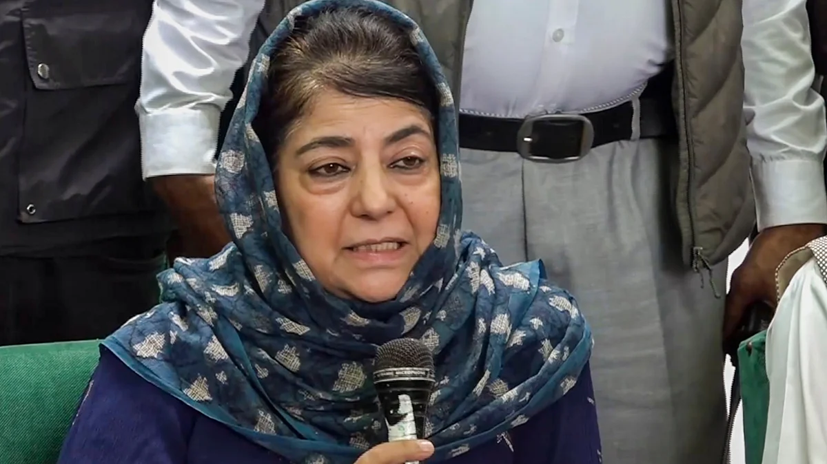 Mehbooba Mufti addresses a press conference in Srinagar (photo: PTI)