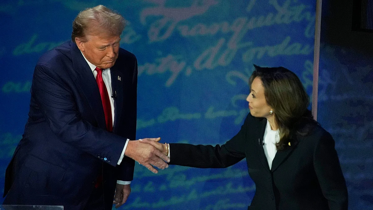 Kamala Harris shakes Donald Trump's hand after the presidential debate