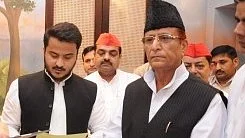 Samajwadi Party leader Azam Khan and his son Abdullah