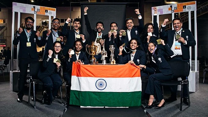 The Unbeatables: Indian men and women's teams after their triumph in Chess Olympiad