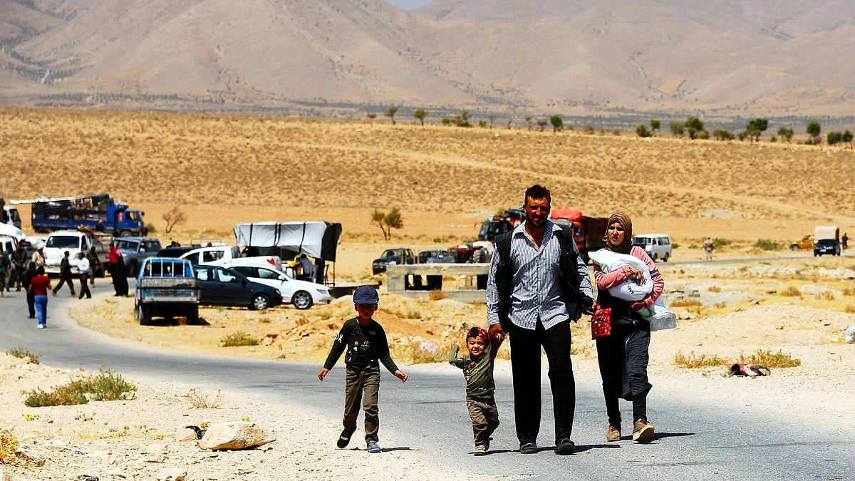 File photo of Syrian refugees entering Lebanon in 2019