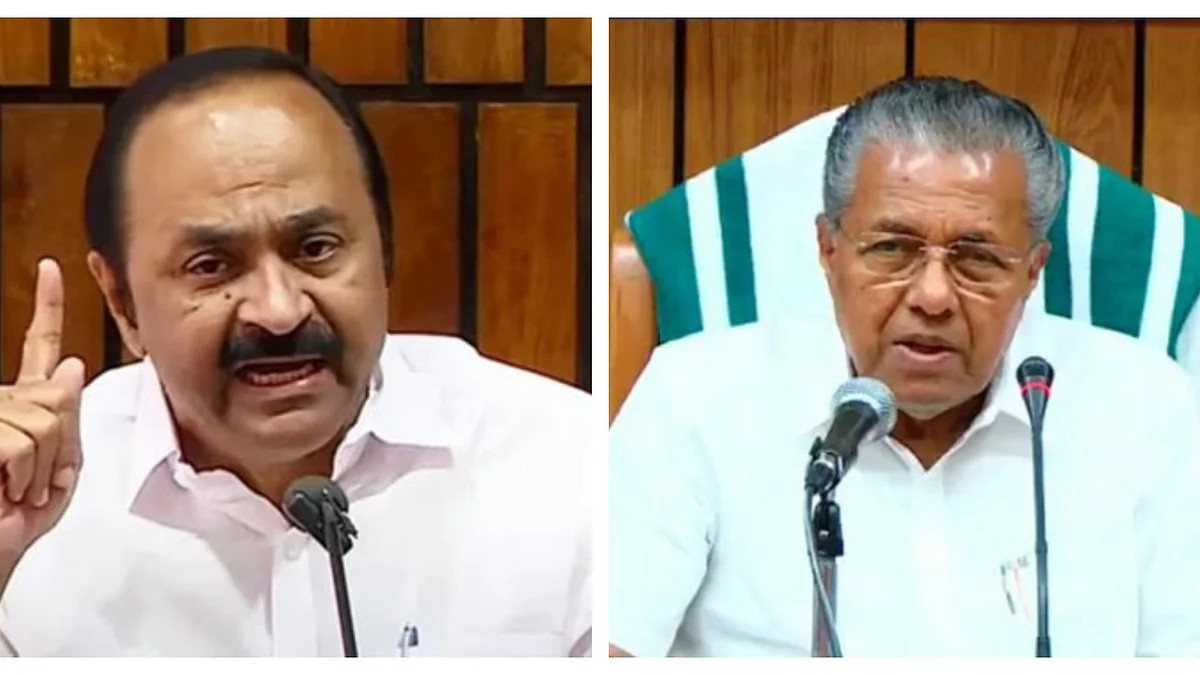 VD Satheesan (left) and PInarayi Vijayan