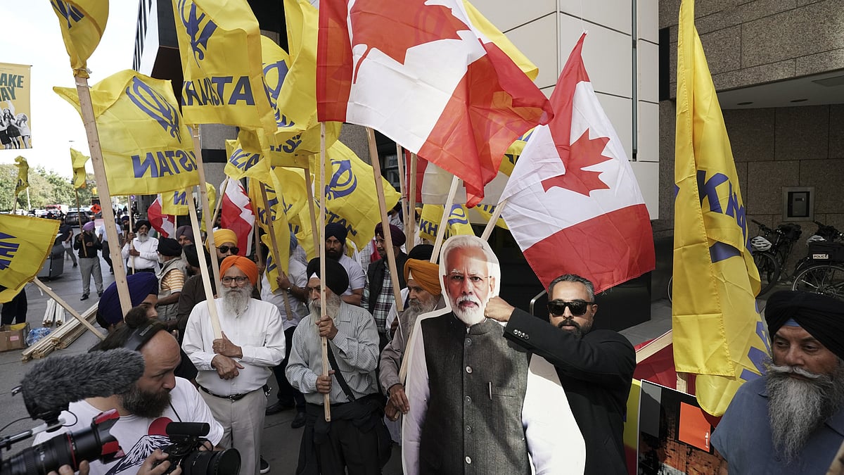 Protestors at a demonstration against PM Narendra Modi outside the Indian consulate in Toronto, Canada