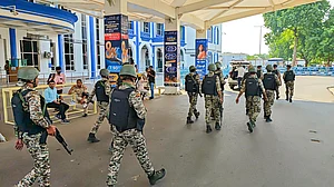 Heightened security at the Jodhpur airport due to a bomb threat (photo: PTI)