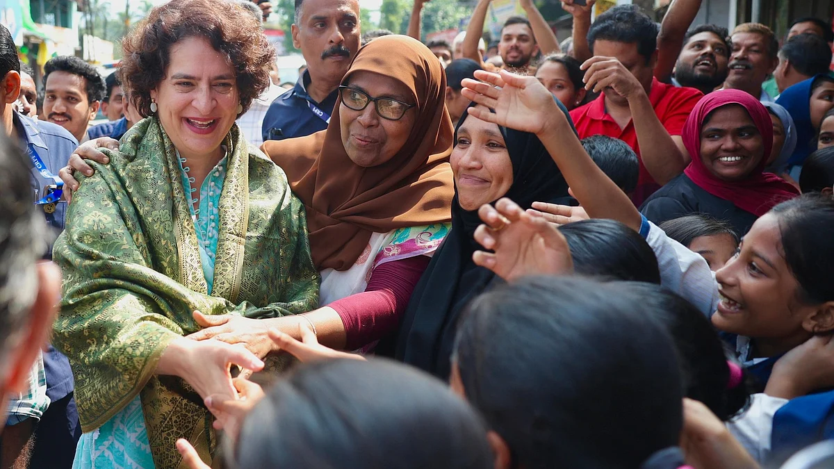 Women and girls throng Priyanka Gandhi Vadra as she campaigns for the Wayanad Lok Sabha seat