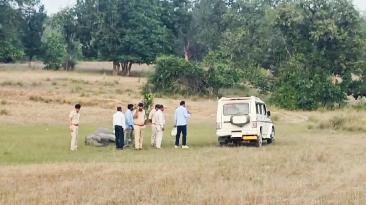 Police personnel and other officials at BTR after the death of seven elephants