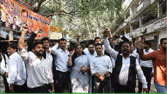 striking lawyers at Ghaziabad court