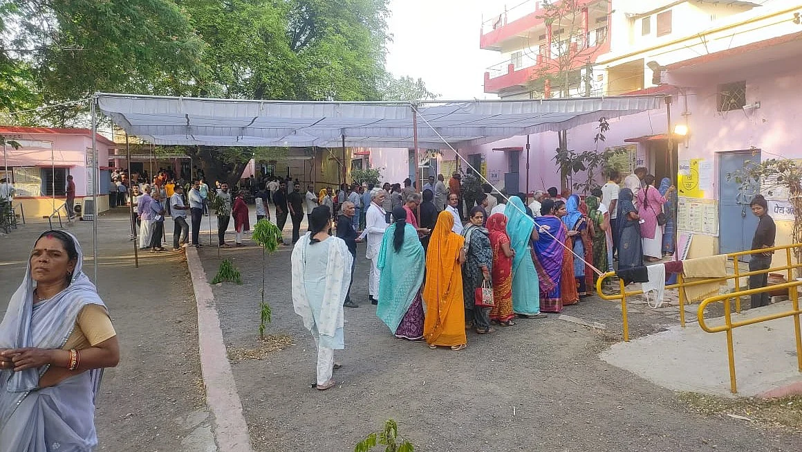 Voters outside a polling station