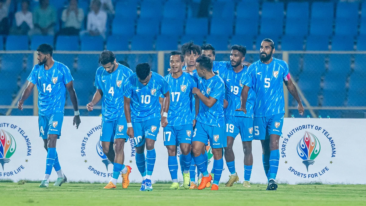 Blue Tigers during their friendly against Malaysia in Hyderabad on 18 November (photo: AIFF)