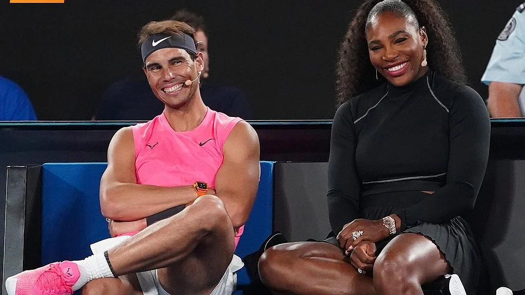 Rafael Nadal (left) with Serena Williams earlier in their career