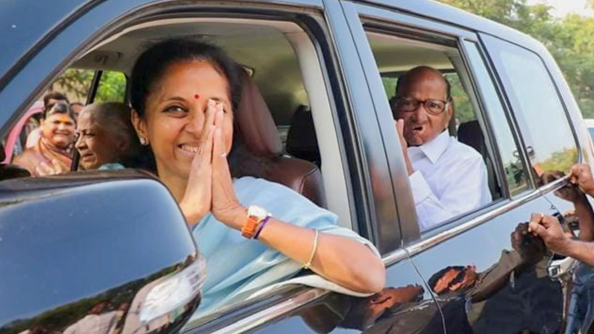 Sharad Pawar and Supriya Sule in Pune on 20 November (photo: PTI)