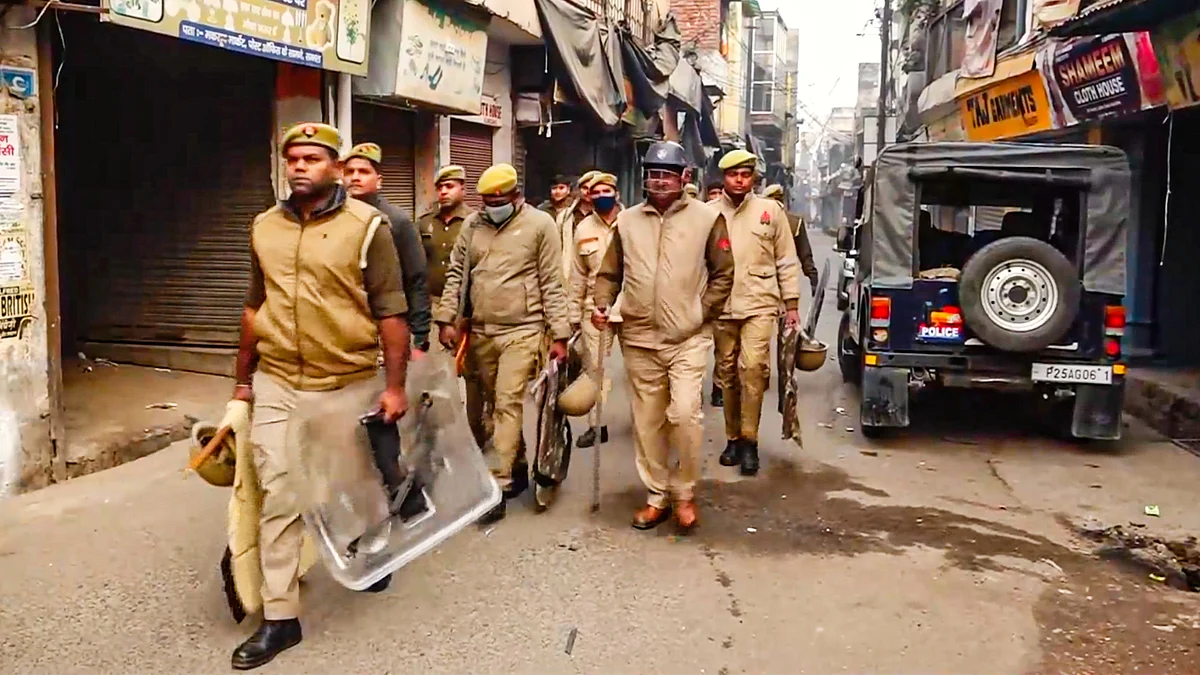 Security personnel in Sambhal (photo: PTI)